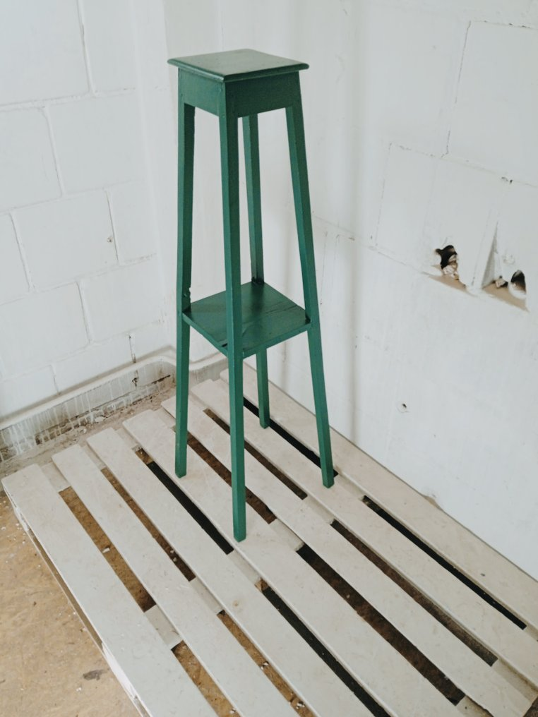 Polish Mid-Century Plant Stand — Green Painted Wood — 1950s/60s
