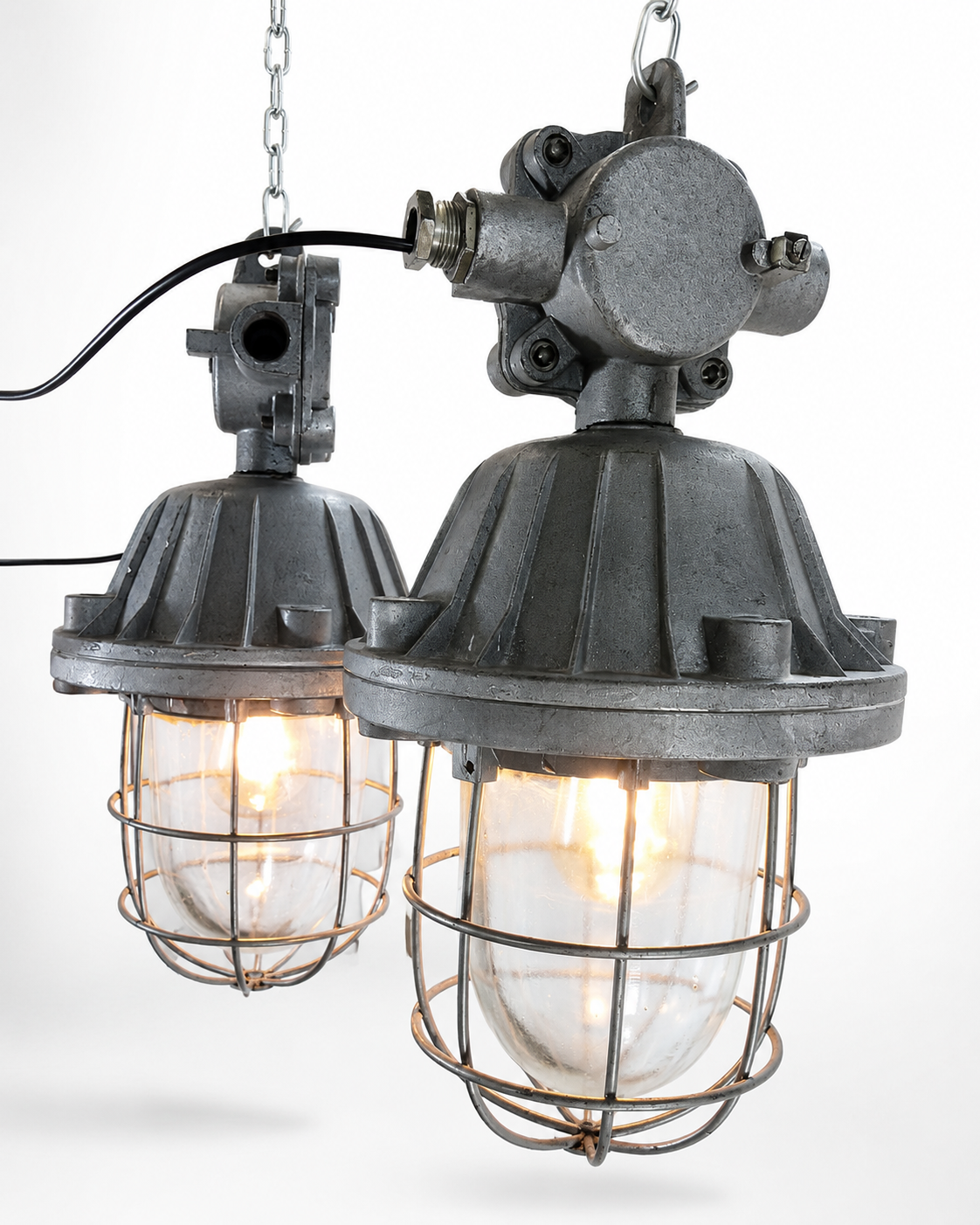 Vintage Polish Industrial Pendant Light — POLAM OMP-200 — 1970s PRL